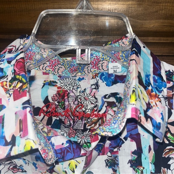 Robert Graham Aviation Short Sleeve Button-Up Shirt Multi Color Floral Print - Picture 6 of 10